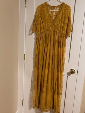 Pinkblush Mustard Lace Maxi Dress